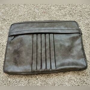 Gray Leather- Like Document/Tablet Bag